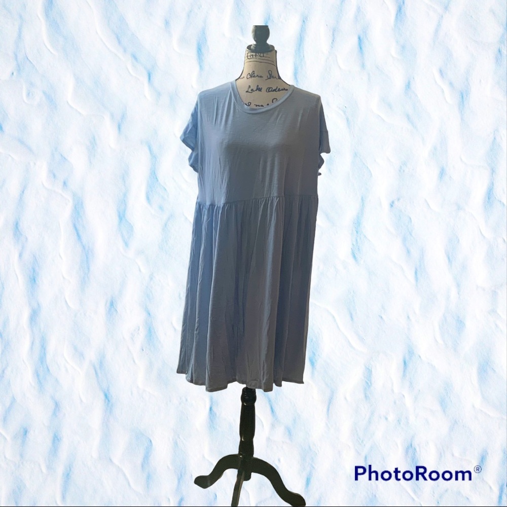 Scoop flutter sleeve cotton jersey dress . NWT knit loose fit  summer Midi 12-14